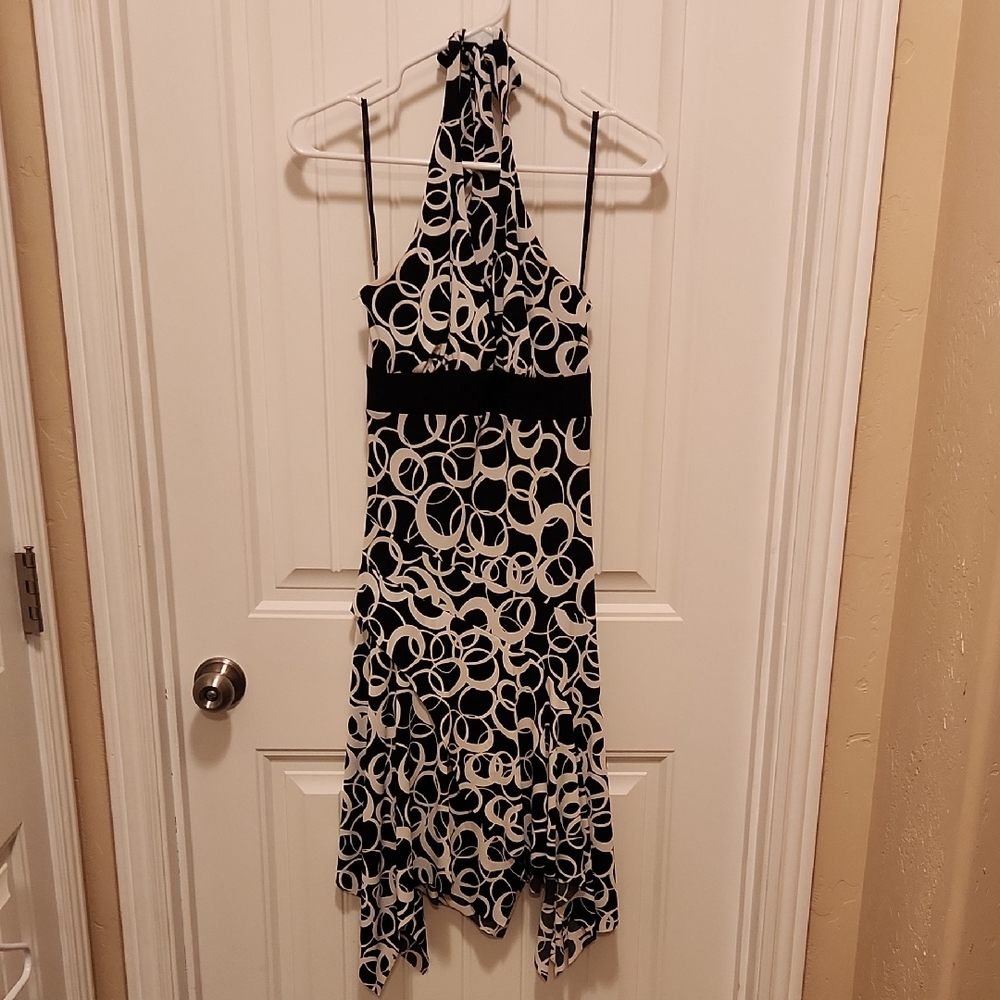 Elegant Black and White Halter Dress